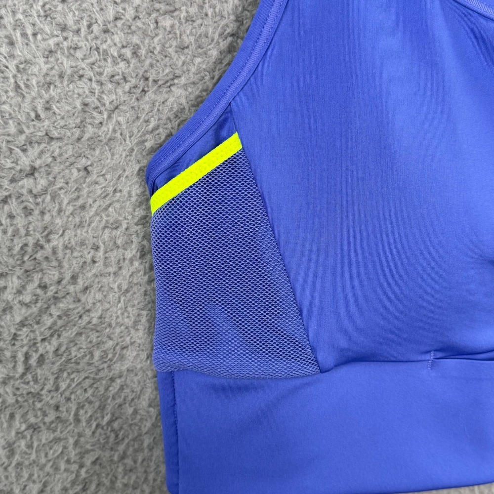 Nike Dri-FIT Womens Sports Bra Blue Neon Yellow Mesh Pockets CJ0708-480 Large - Picture 3 of 9